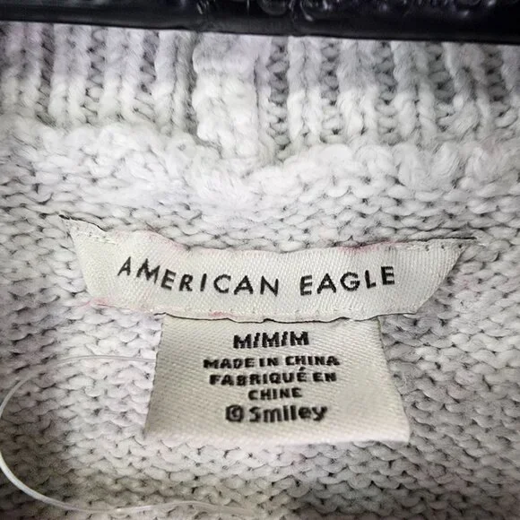 Womens White Red American Eagle Knit Sweater Retro Mock Neck Long Sleeve Size M - Picture 7 of 12